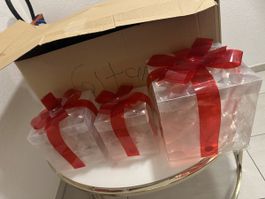 3er Set Geschenkschachteln, durchsichtig mit Schleife! (57)
