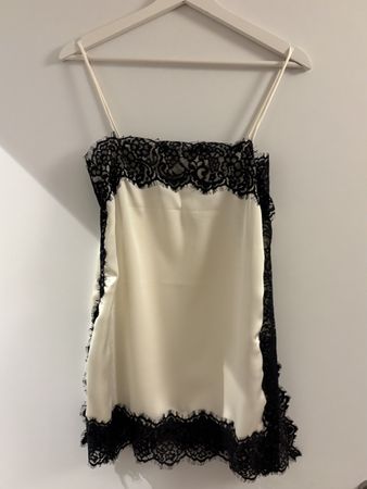 Ivory Cami Top with Black Lace Trim