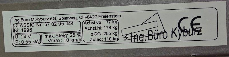 Kyburz Elektromobile: Schöner Kyburz Classic 10km/h neue Traktionsbatterien 85AH – Gebraucht aus Rapperswil SG von Infoserve 9