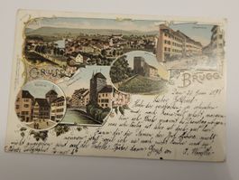 Alte Ansichtskarte Brugg gelaufen im Jahr 1898</ Box1