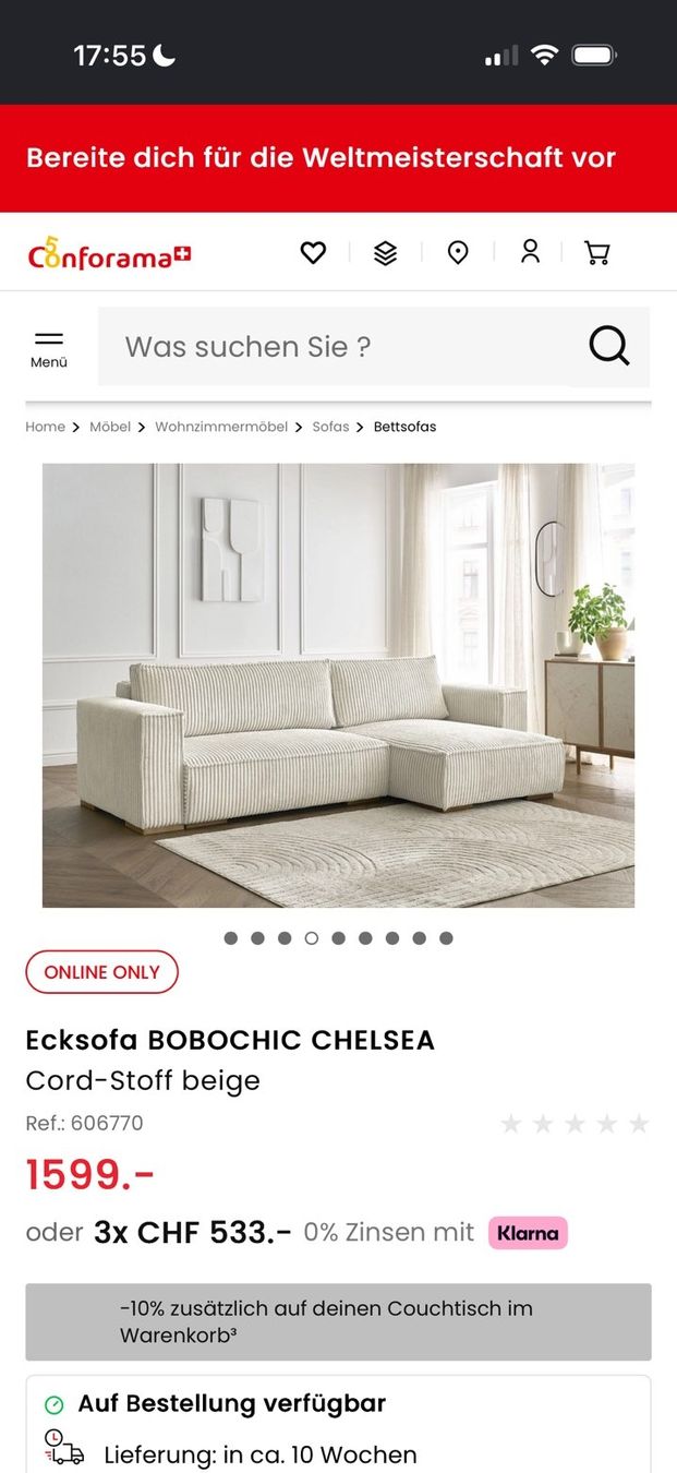 Conforama Divani: Ecksofa – Usato da Zuchwil venduto da dam_z56r