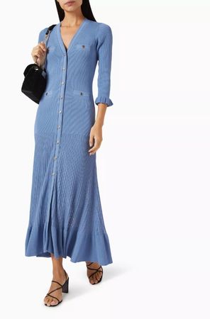 Sandro Lilwenn Ruffle Knit Dress Midi Strickkleid
