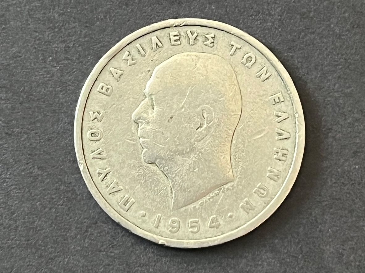 Tutti le monete: 5 Drachmen 1954 Paul I. – Usato da Neuenhof venduto da Mastermind-00 1