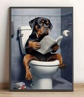 LEINWANDDRUCK *ROTTWEILER,ZEITUNG,WC* OHNE RAHMEN 30X40CM
