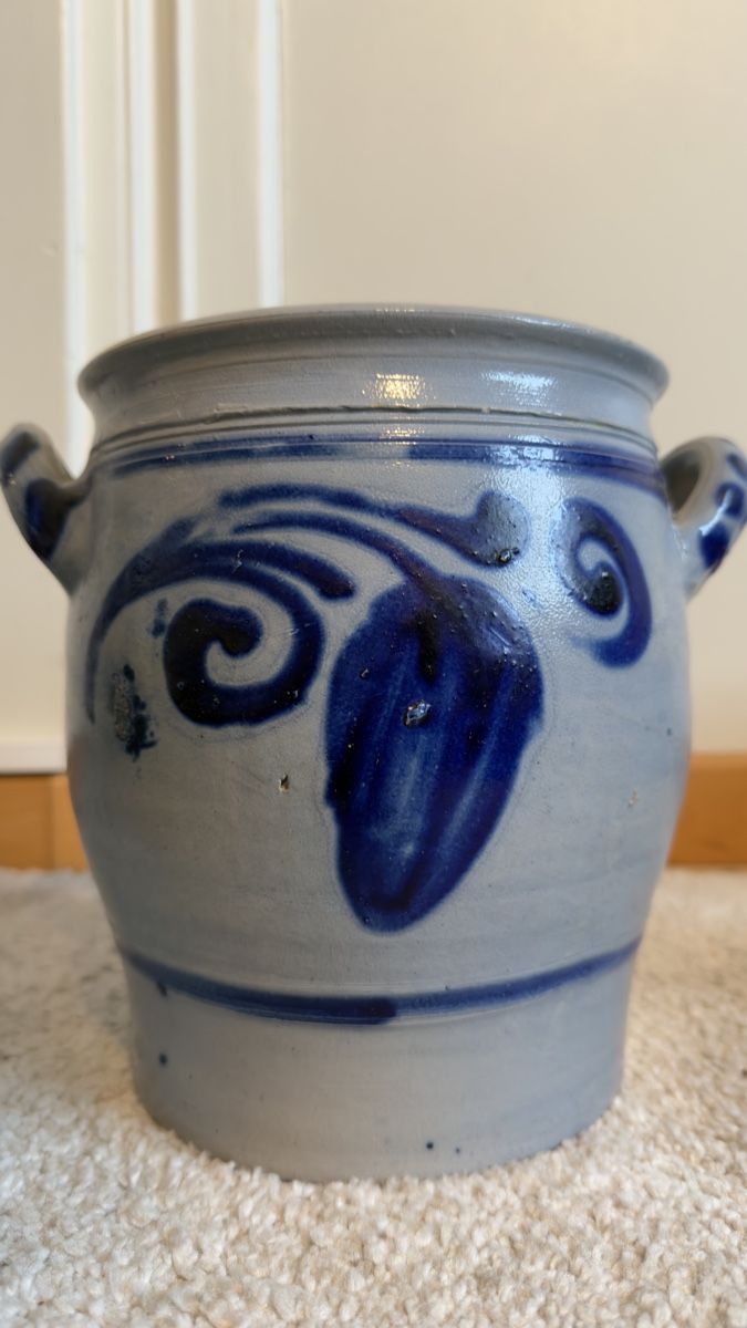 Pentole: Antiker Steinguttopf mit Ohren, blau bemalt – Usato da Widnau venduto da kustercarmen 3