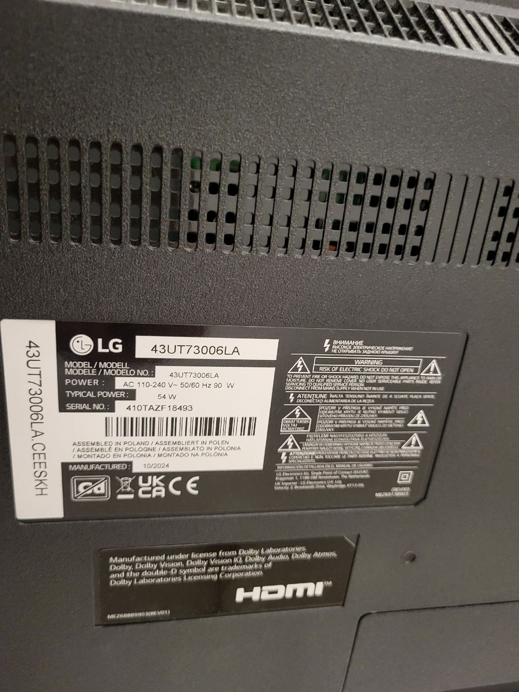 Televisori: TV LG 108cm Diagonal – Usato da Riehen venduto da tamola67 2