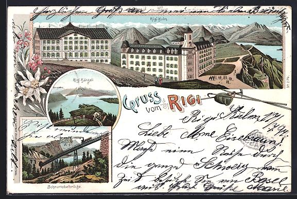 Cartoline postali: Litho Rigi, Gruss vom Rigi-Kulm, Rigi-K – Usato da Berlin venduto da bartko-reher
