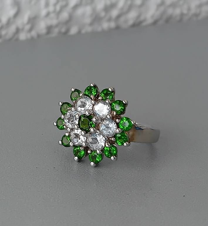Anelli: Ring mit Chromdiopsid und Weisstopas Silber – Usato da Stans venduto da wer_fd5f
