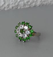 Ring mit Chromdiopsid und Weisstopas Silber