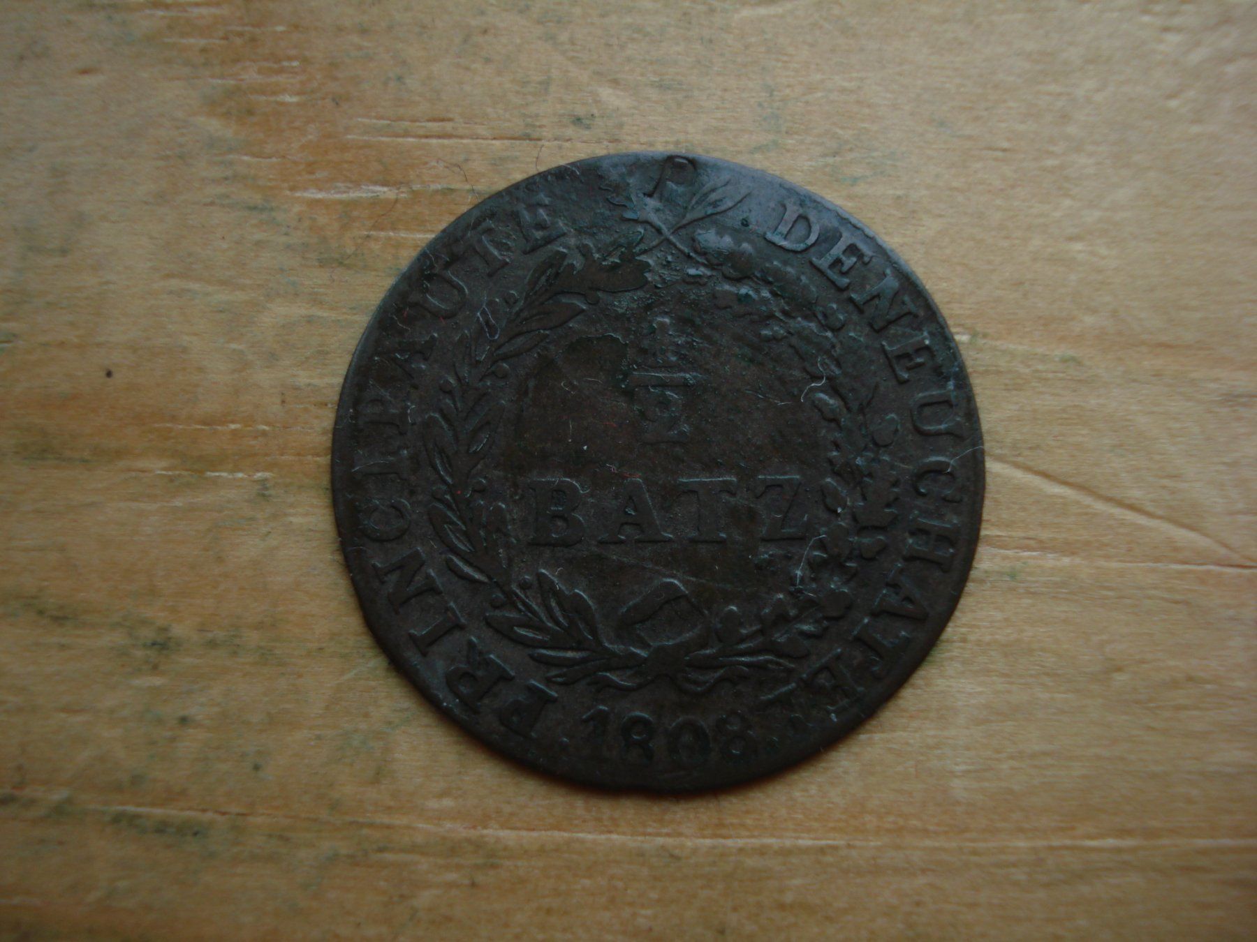 Tutti le monete: (S) Neuenburg 1/2 Batz 1808 – Usato da Erlach venduto da Net-Coins
