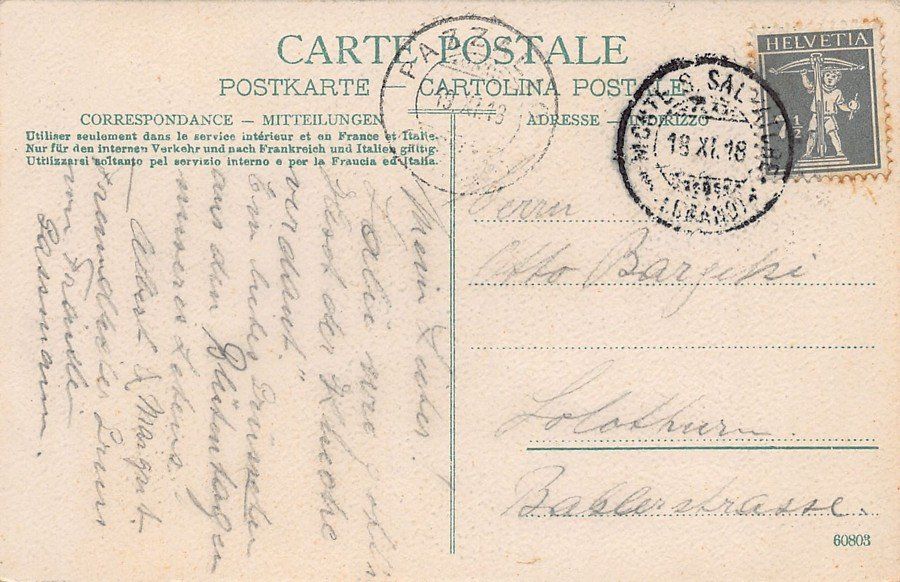 Cartoline postali: Morcote, Sortita dalla Chiesa, circolata 1918 – Usato da Frauenfeld venduto da POML 1