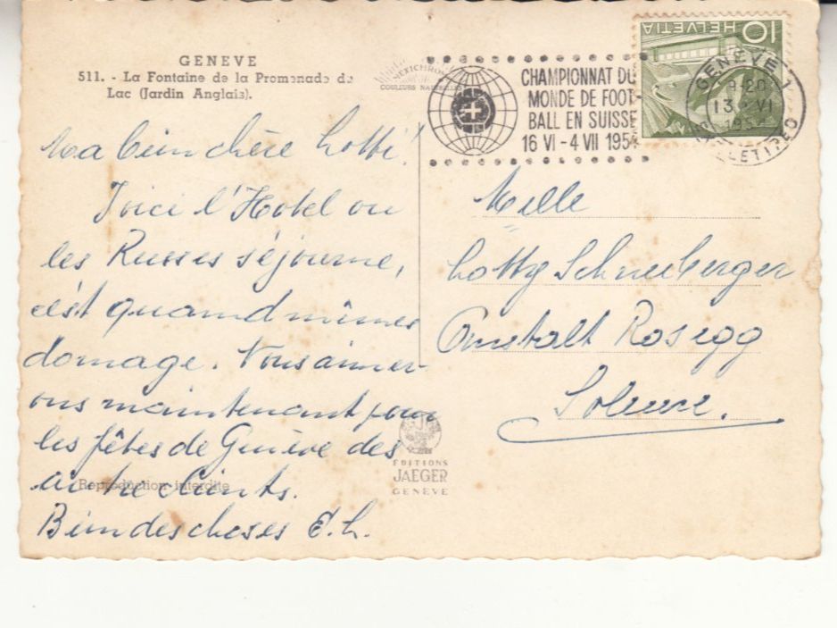 Cartoline postali: Genève 1954 – Usato da Bürglen TG venduto da StampGraf 1