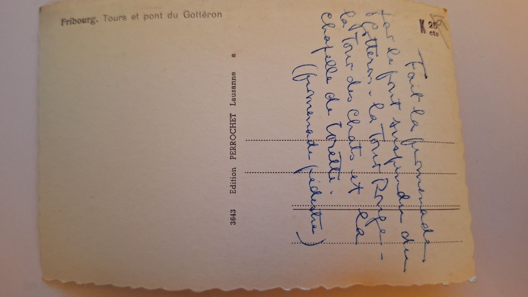 Cartoline postali: Fribourg, Tours et pont du Gotteron – Usato da Zürich venduto da t24_de 1