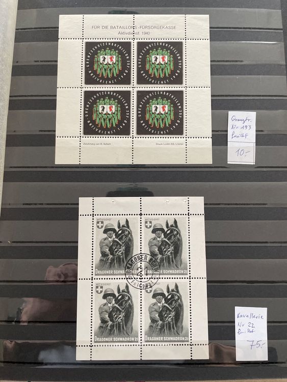 Tutti i francobolli: Timbres militaires: 13 blocs / feuillets cote environ 500.- – Usato da Bôle venduto da Frouz 4