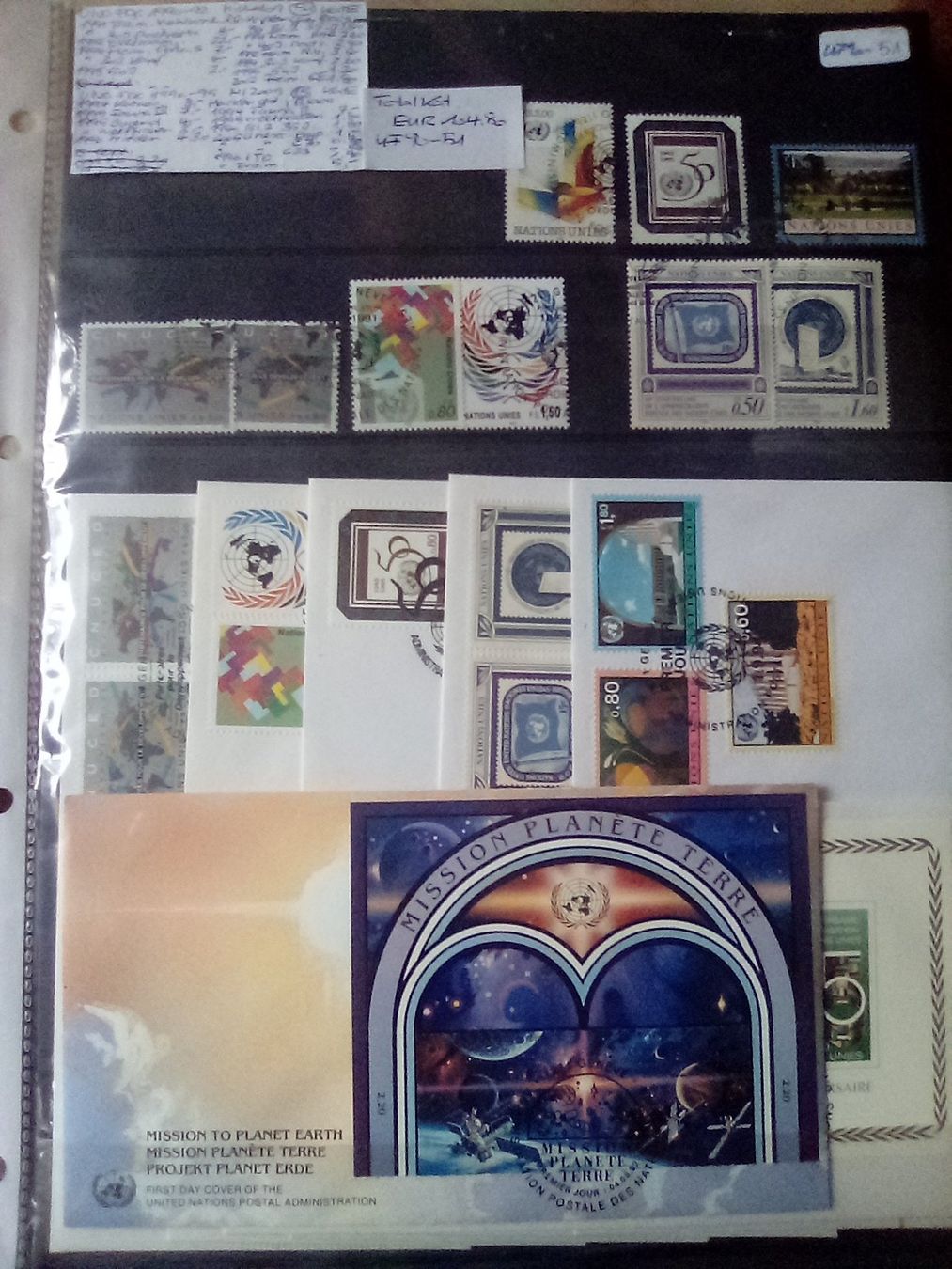 Alle Briefmarken: UNO FDC 1990-96 + Marken gest., Weltraum, Freimarken, E-Cept – Gebraucht aus Zug von Maahz