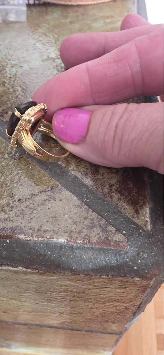 Anelli: Ring Gold with Garnet Vergoldet  – Usato da St. Gallen venduto da mania03