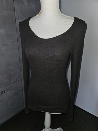 Langarmshirt graues braun Grösse XL mit Knopfleiste hinten