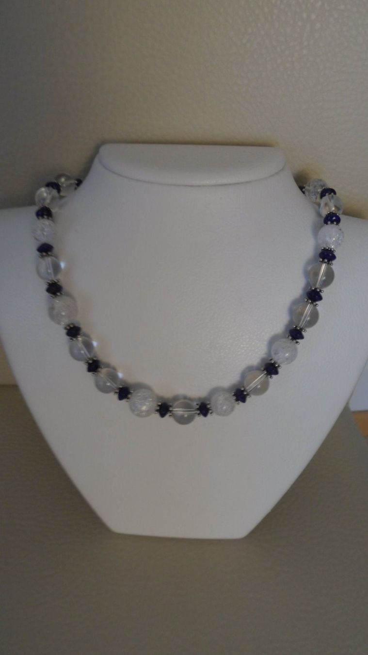 Catenine: Bergkristallkette mit Lapislazuli – Nuovo (secondo la descrizione) da Oberwil b. Zug venduto da roshan01