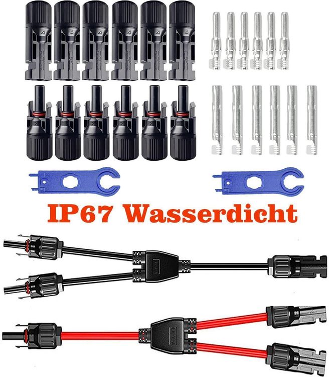 Paar Y-Typ-Steckverbinder, Solar-PV-Kabel, Solarpanel-Kabel, Männlich