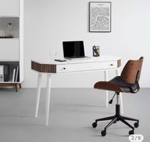 Schreibtisch Capri – Weiss/Eichefarben