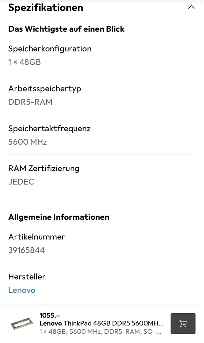 Lenovo Memory / RAM: Lenovo 48GB RAM – Neu und originalverpackt aus Aarau von bigsummerblowout 3