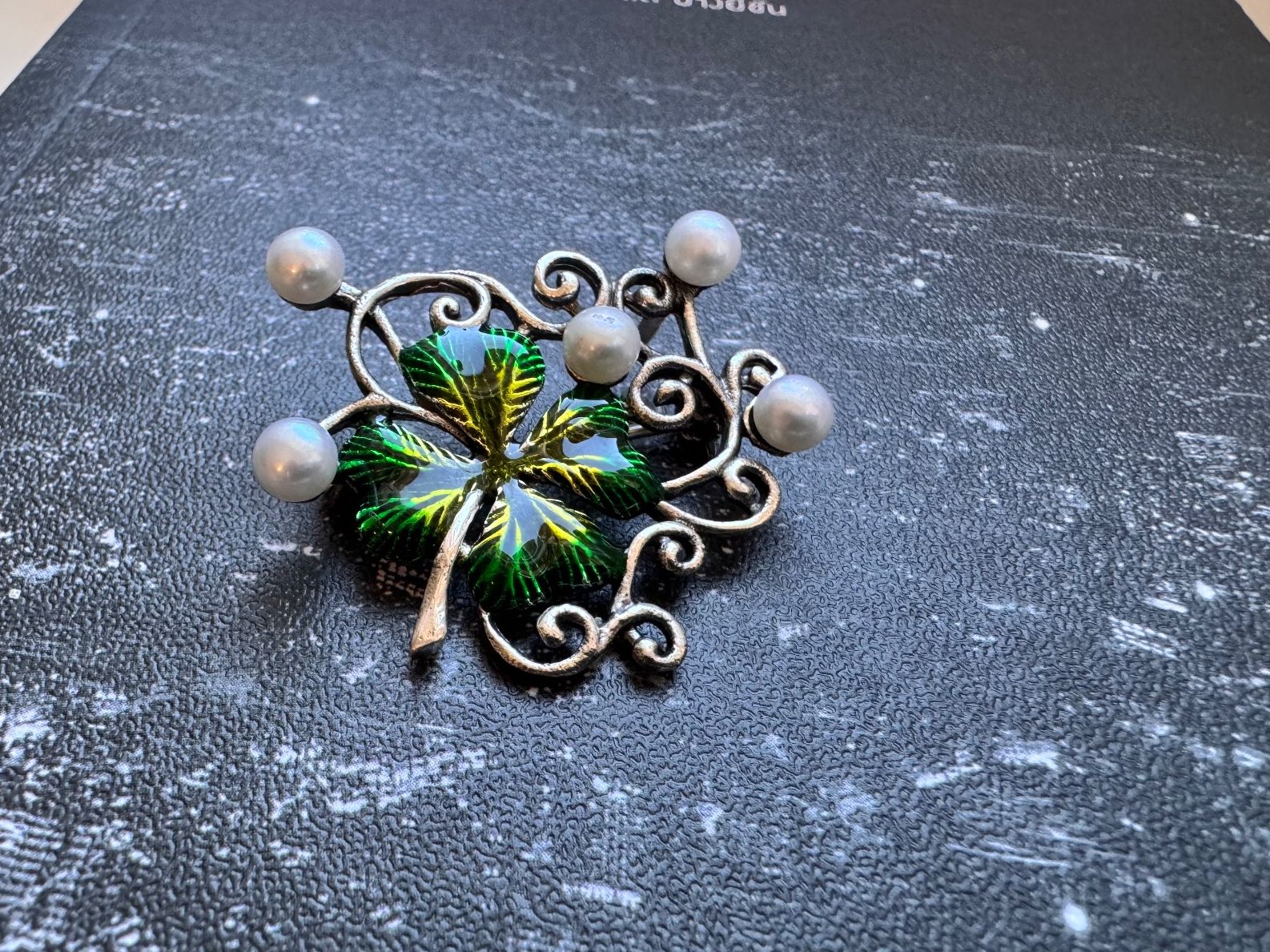 Spille & Fermagli: Vintage Kleeblatt Brosche mit Perlen Silber 925 Sterling – Nuovo (secondo la descrizione) da Zürich venduto da LIBELLA13 7
