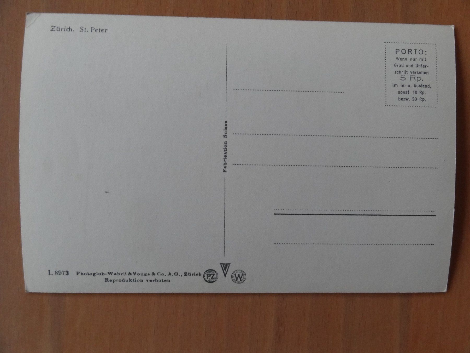Cartoline postali: Zürich - St - Peter - Prosit Neujahr – Usato da St Léonard venduto da Riglin 1