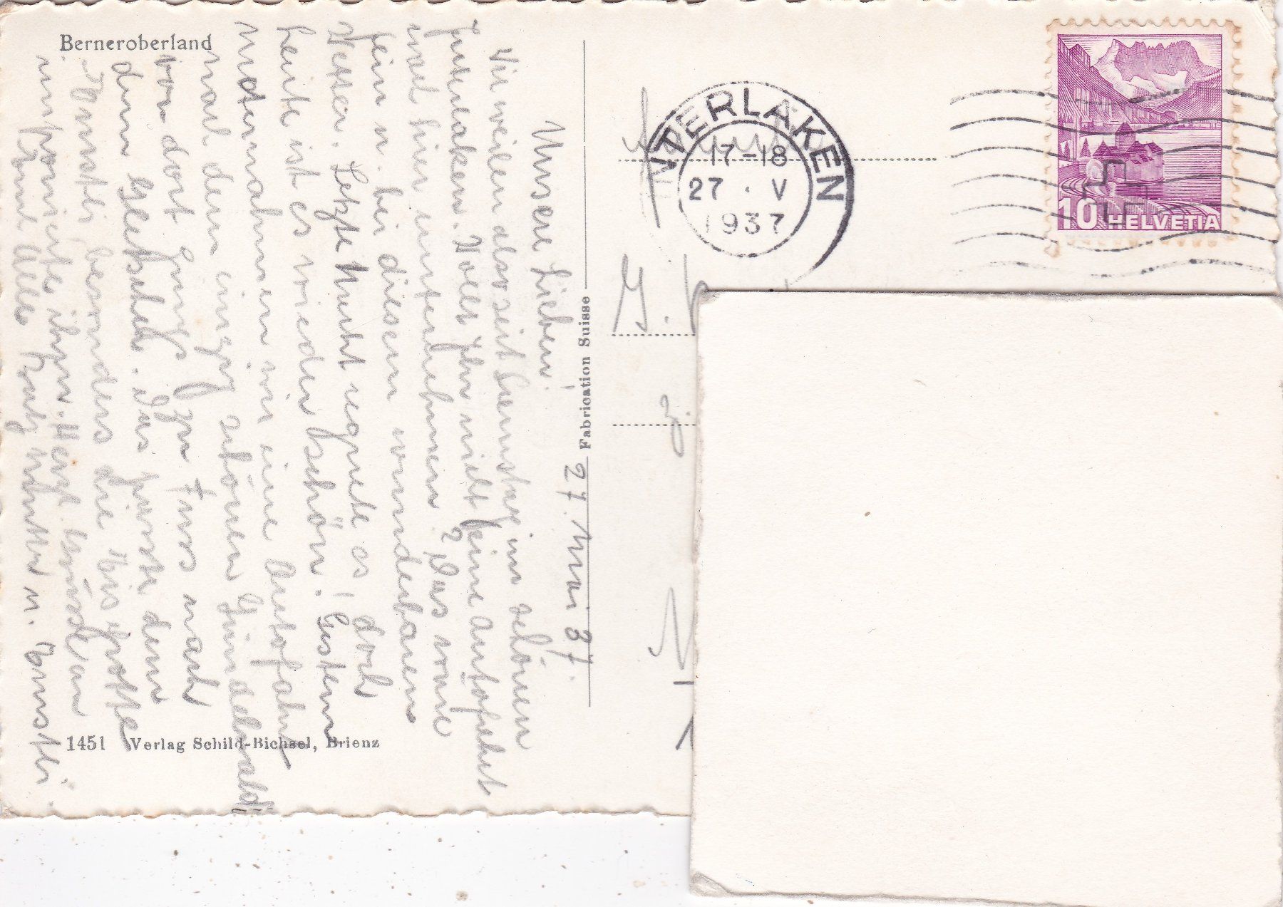 Ansichtskarten: Berneroberland 1937 – Gebraucht aus Herisau von Lisegrat2008 1