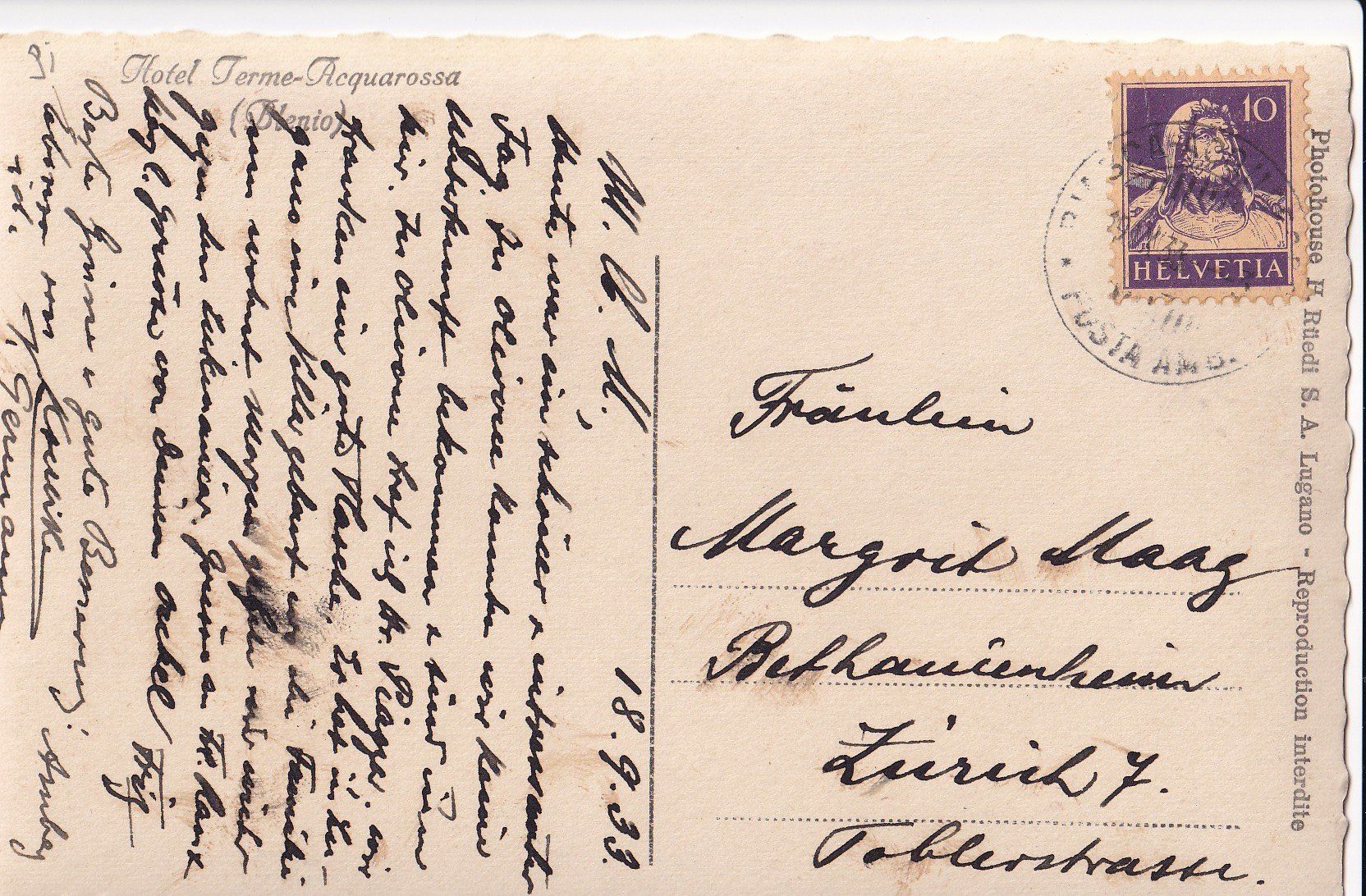 Cartoline postali: Acquarossa Bad - Hotel Terme – Usato da Olten venduto da clotaldi 1