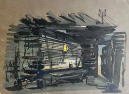 Hannes Meyer, Bühnenbild-Entwurf, Theater Zürich, Gouache