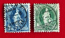 STEHENDE HELVETIA 67 A 1891 73 D VOLLSTEMPEL ZÜRICH 1901
