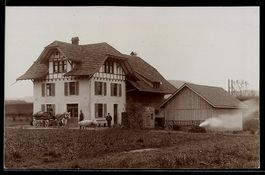 Foto-AK Zofingen, Wohnhaus mit Pferdekarren