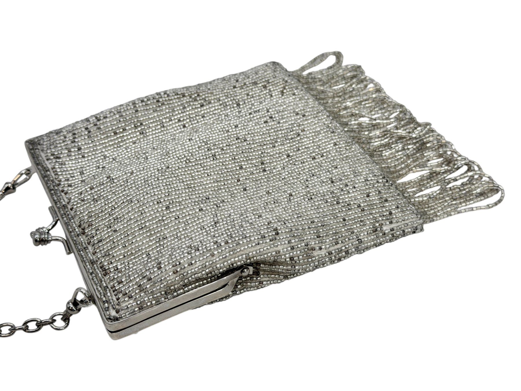 Borse da donna: Sac à main vintage Inge Christopher perlé argenté – Usato da Morges venduto da vintiques 5