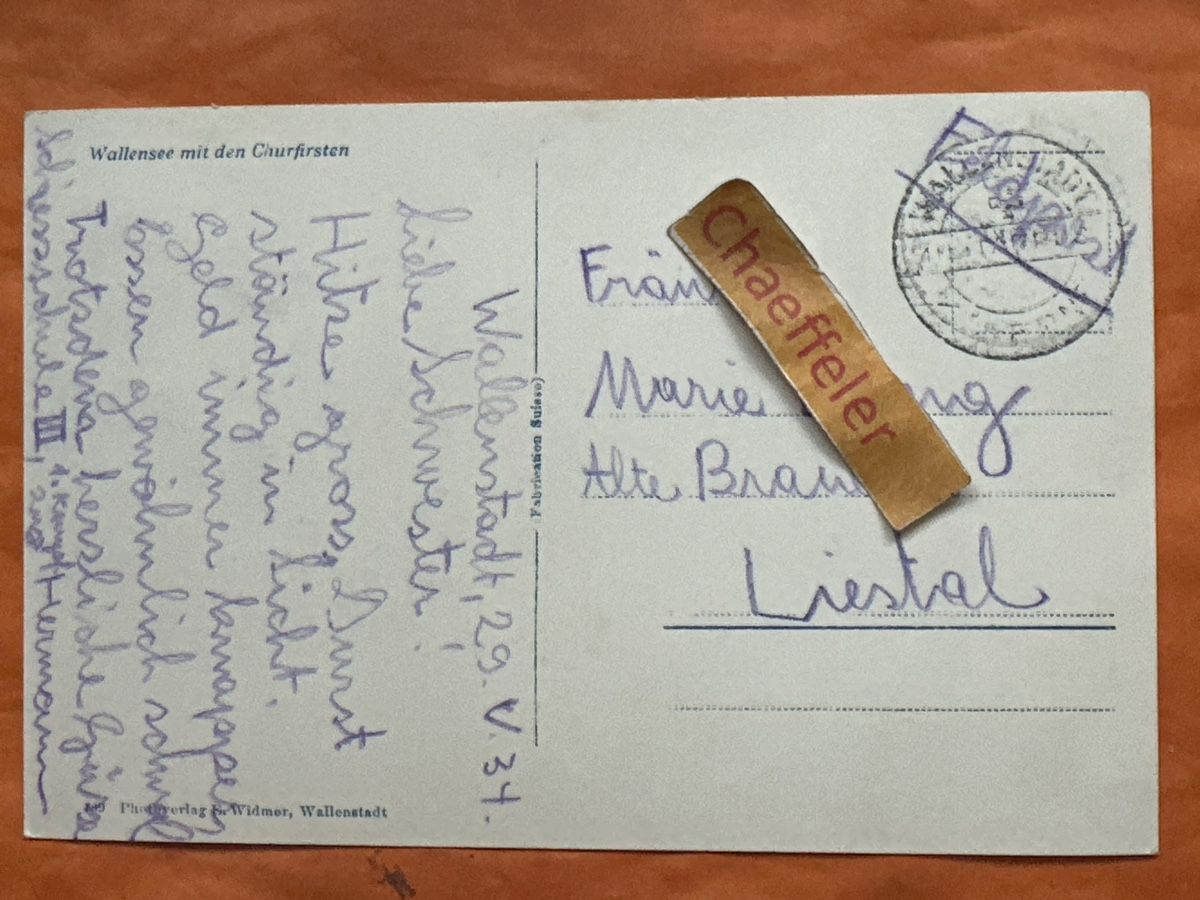 Cartoline postali: Feldpost: Walensee mit Churfirsten, 1934! – Usato da Zürich venduto da Chaeffeler 1