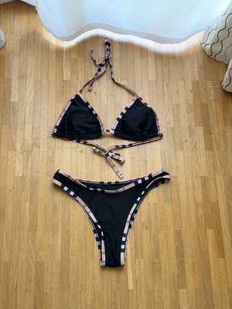 Maillot de bain noir et brun 2 pièces