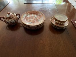 Asiatisches Service Teekanne 6 Teller 1 Tasse 1 Untertasse