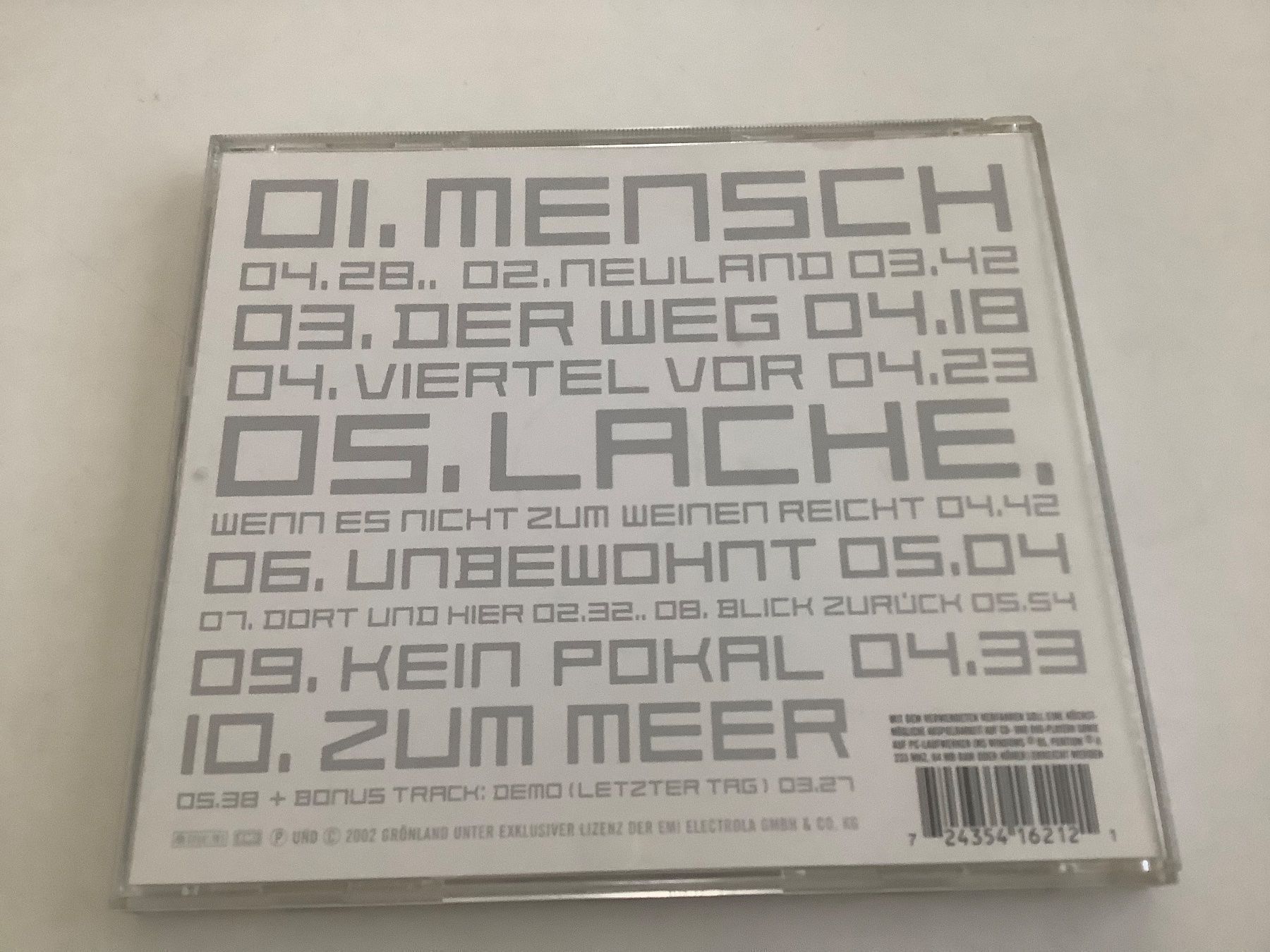 CD: Grönemeyer / Mensch / 2002 – Usato da Dübendorf venduto da Shreck 1