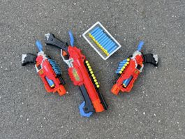 Pistolet jouet X-Shot rouge et bleu lot de 3 pièces