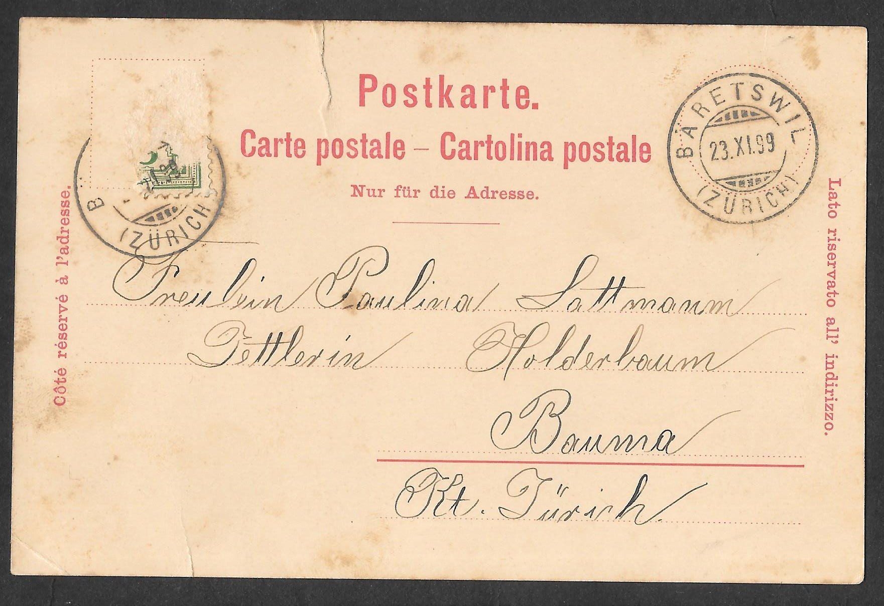 Cartoline postali: Bäretswil blaue Lithografie 2 Bilder – Usato da Olten venduto da clotaldi 1