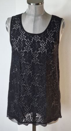 S/M 38 S.OLIVER schwarzes Spitzentop Top Tunikatop