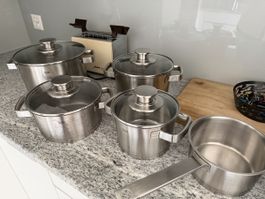 Silit Kochtopf Set Edelstahl 5-teilig mit Glasdeckeln