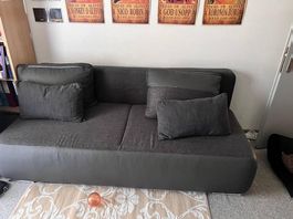Sofa-Bett dunkelgrau mit Kissen guter Zustand