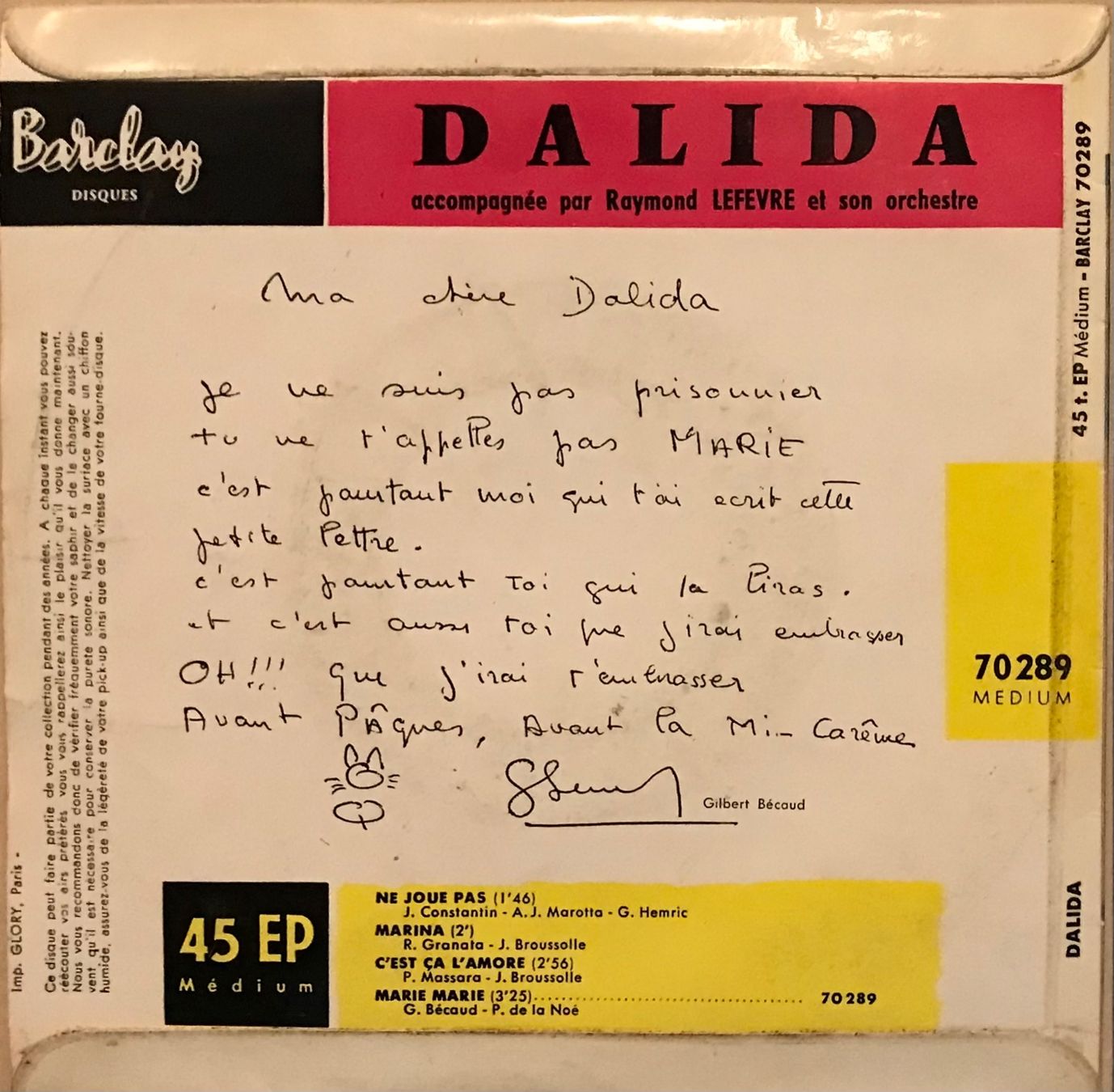 Vinyles: DALIDA - NE JOUE PAS – D'occasion à Bussigny par vinyl-pas-cher 1