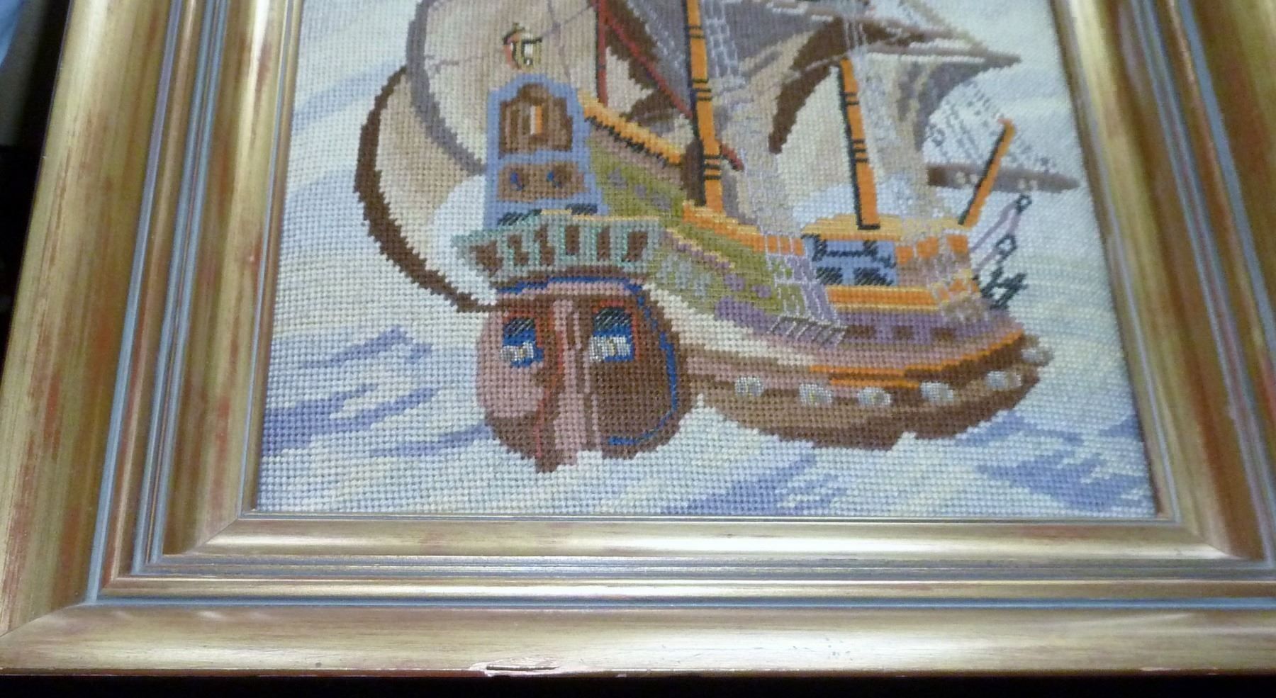 Foto & Immagini: Stickbild in Rahmen Schiff – Usato da Siebnen venduto da GluckPilz5684 1