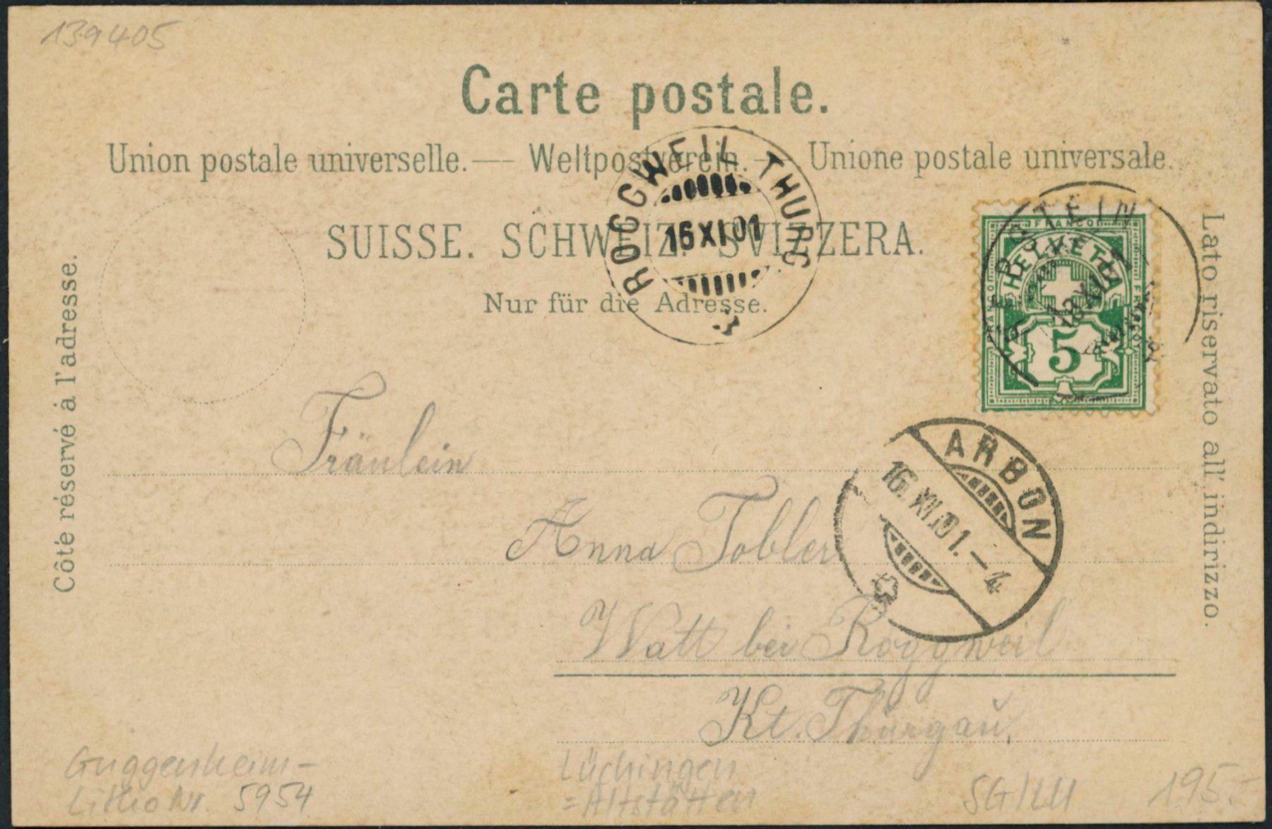 Cartoline postali: SG Lüchingen - Litho - Altstätten – Usato da Schindellegi venduto da leecollect 1