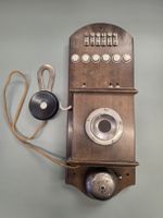 Antikes Wandtelefon Arthur Bauer Wien Holzgehäuse