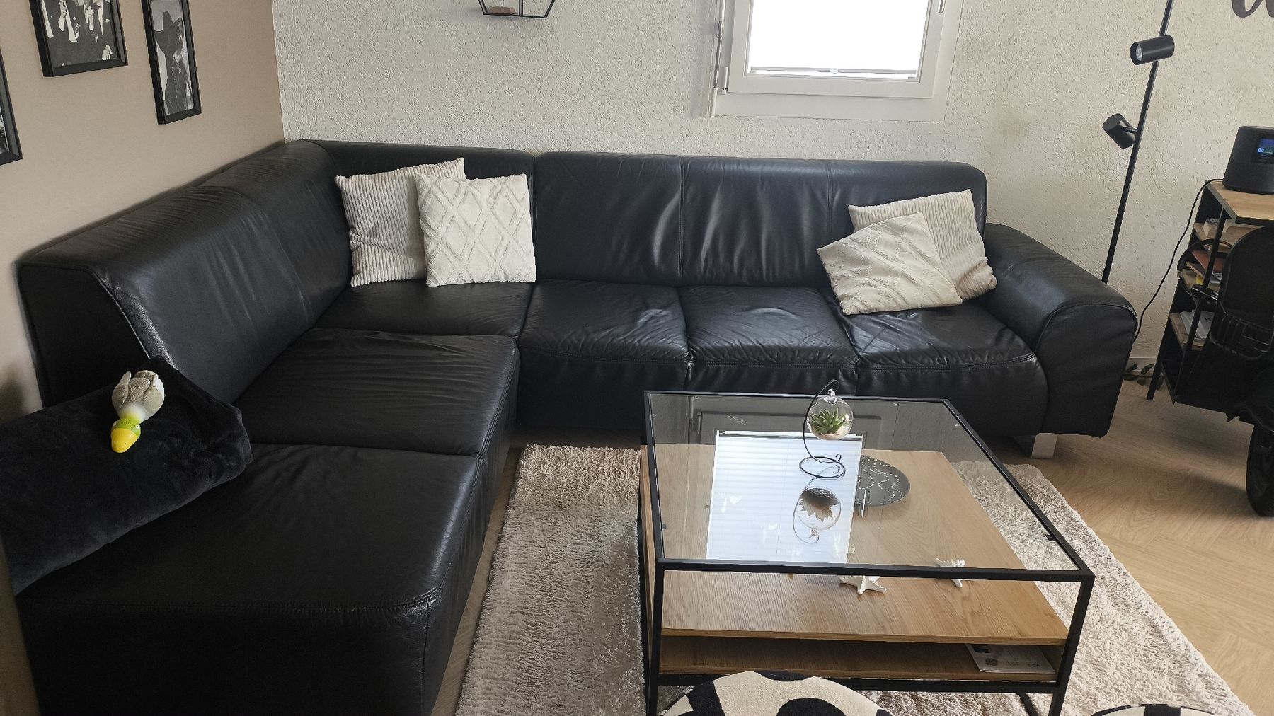 Sofas: Ecksofa Leder schwarz  – Gebraucht aus Neuenegg von Kaefer33 1