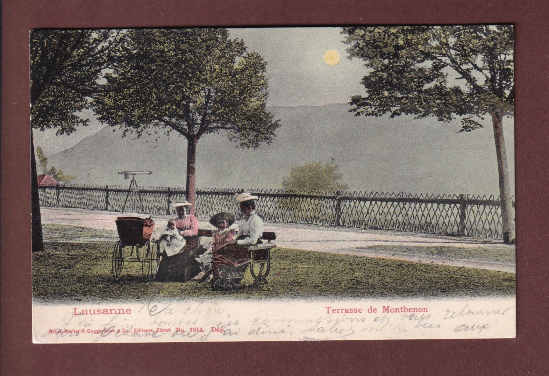 Cartoline postali: LAUSANNE - Terrasse de Montbenon - 1905 – Usato da Pully venduto da nicecards