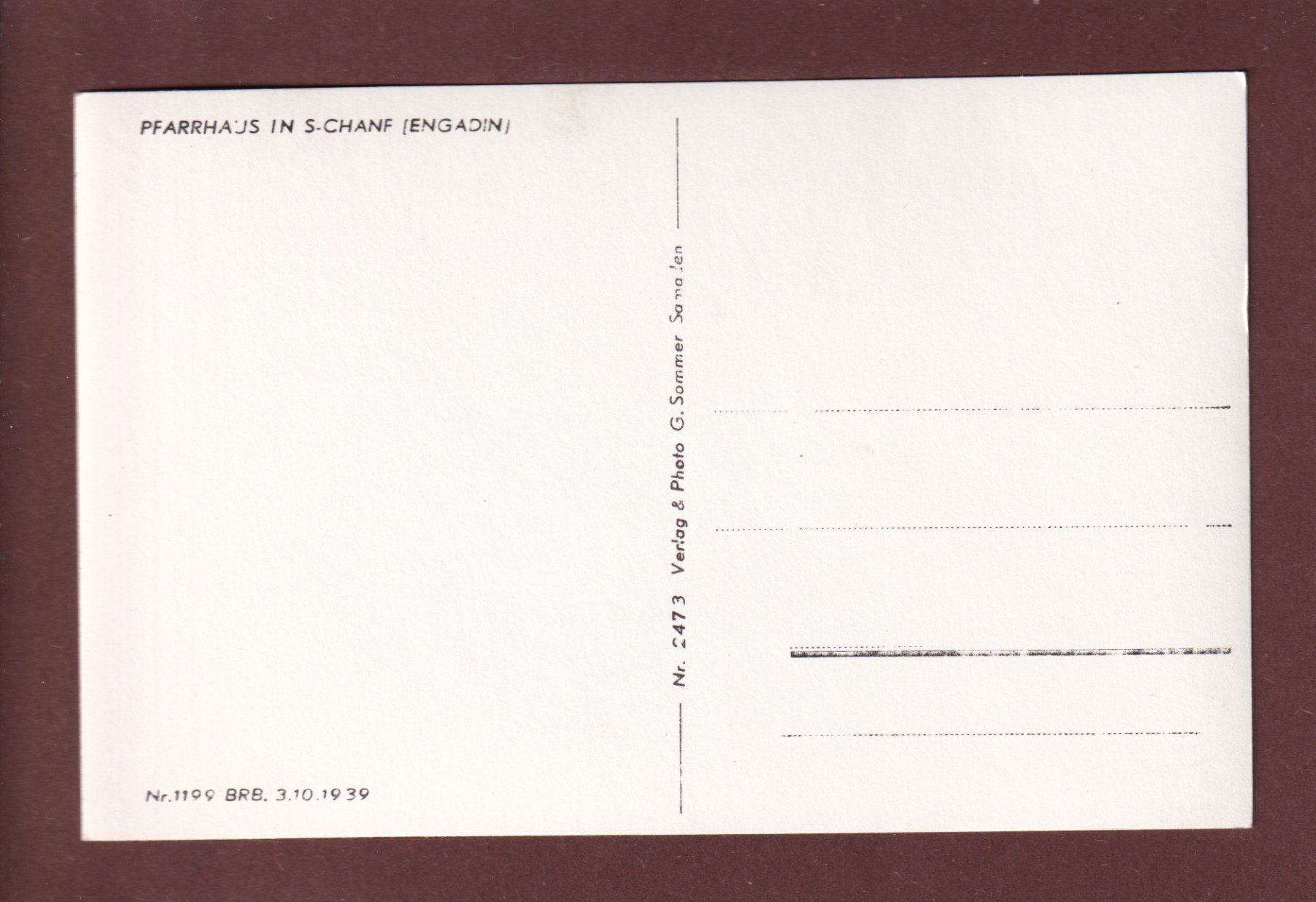 Cartoline postali: Pfarrhaus in S-CHANF – Usato da Pully venduto da nicecards 1