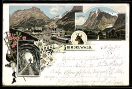 Litho Grindelwald, Bahnhof, Bergpanorama